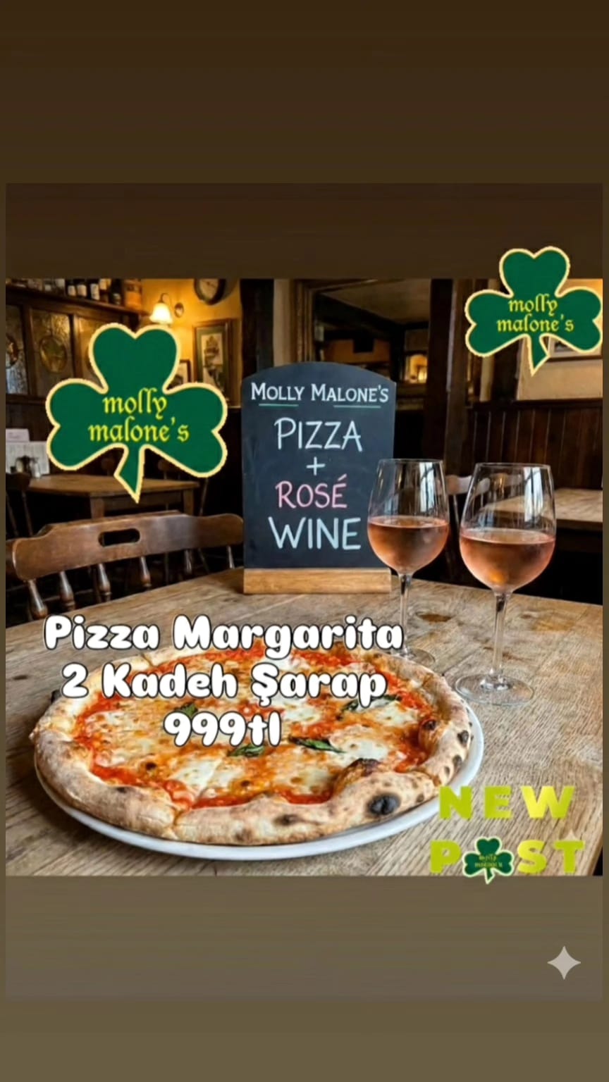 Pizza Margarita + 2 Adet Kavaklıdere Rosato Kadeh